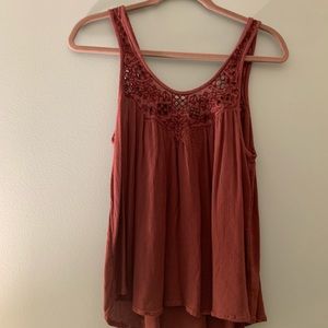 American Eagle burgundy flowy tank top